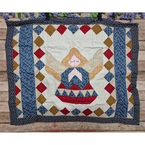 VTG Patchwork Quilted Angel American Pacific Standard Pillow Sham Boho Country